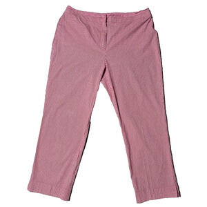 Talbots Petites Red-Pink Gingham Check Stretch Ankle Pants Size 16P